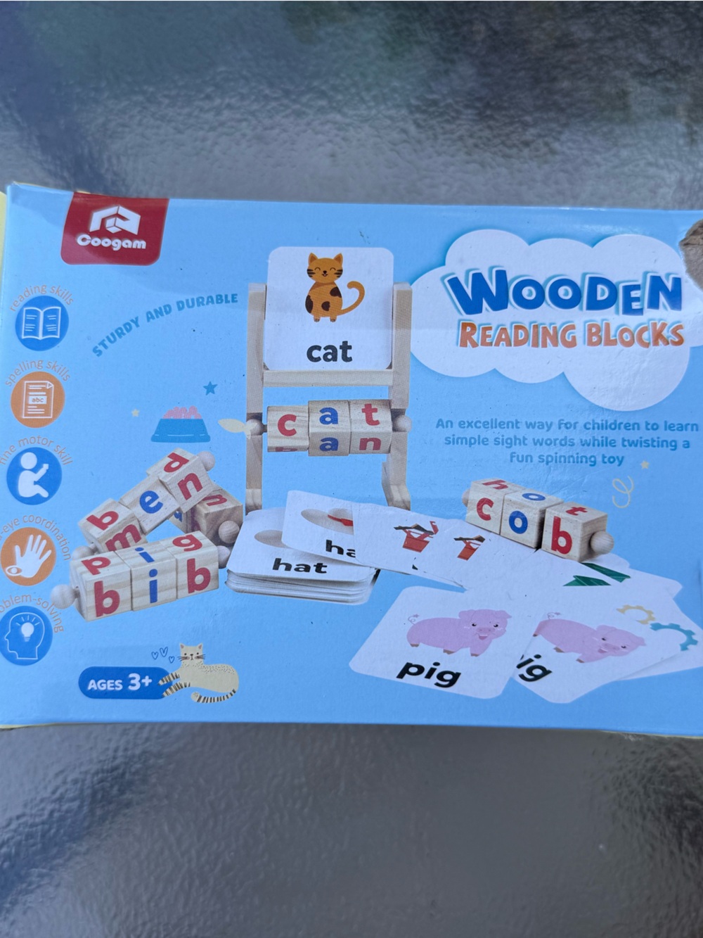 Coogam Wooden Reading Phonics Blocks Toy - Blue